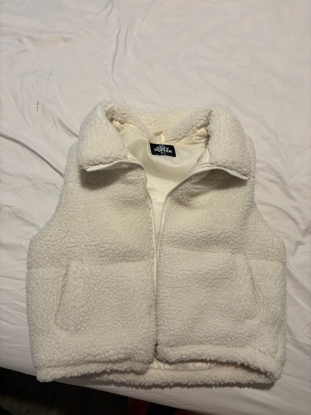 Cozy White Sherpa Zip-Up Jacket for Kids